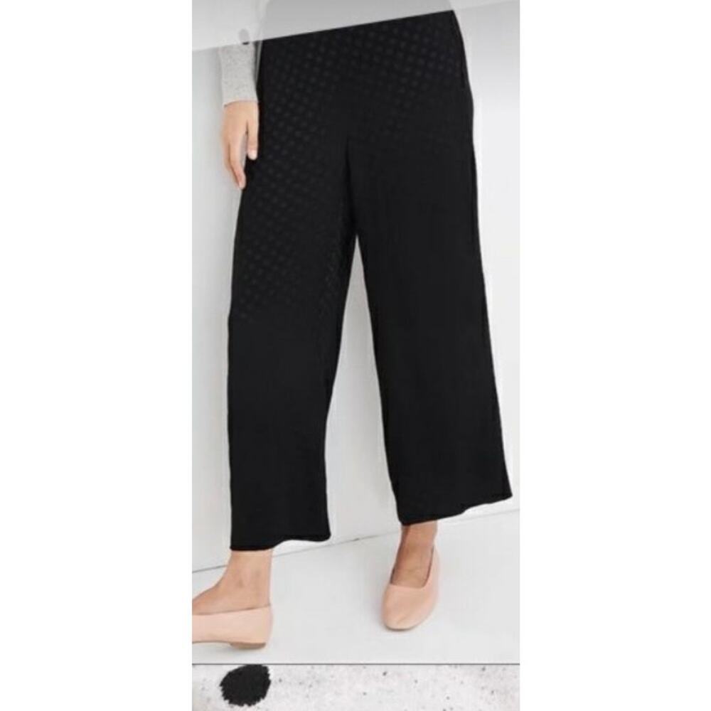 Madewell High Waisted Wide Leg Drapey Pull On Crop Black Work Pants Size Small